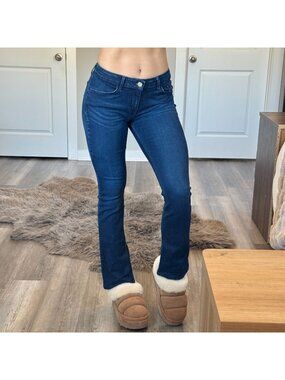 Y2K Grunge Mid Rise Levis Bootcut Jean Legging Western Jeggings Preppy Womens 28